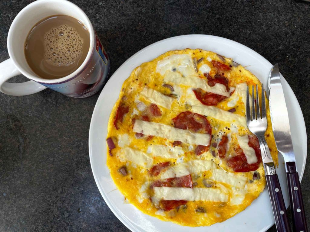 Chorizo-and-Leerdammer-Omelette-with-Coffee